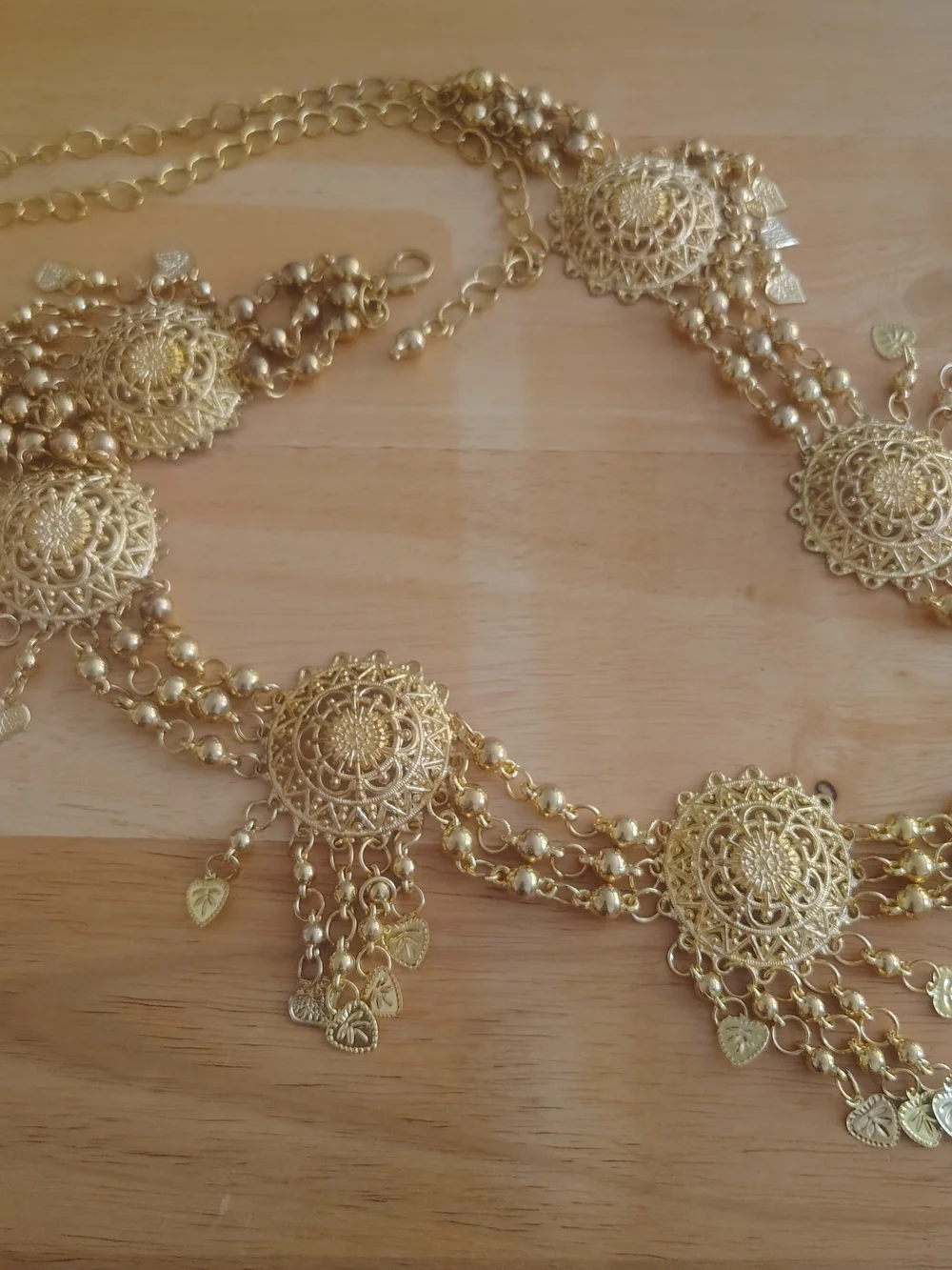 Gold Filigree Medallion Chain Belt - Women's Accessory
